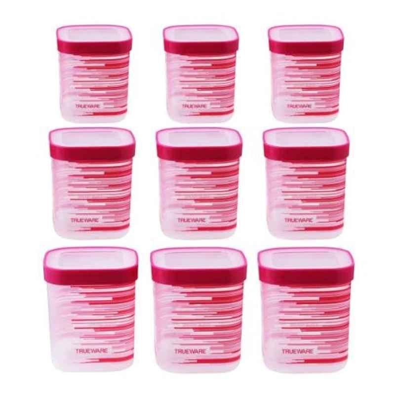Trueware 9 Pcs Pink Eco Storage Printed Plastic Container Set, Capacity: 750ml, 1000ml & 1500ml
