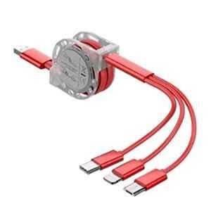 TecSox 1m 3 in 1 Red Charging USB Cable for Mobile, Laptop, Tablet, Mp3 & Gaming Device