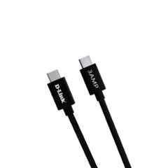 D-Link 65W 1.5m Nylon Black Braided Fast Charging Type-C to Type-C Cable with Metal Connector, DPA-FC301