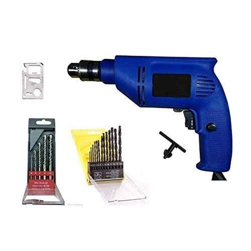 Krost Pvc Drill Machine With Reverse Forward Rotation And Variable Speed Trigger Masonry Set And Hss Drill, 450W