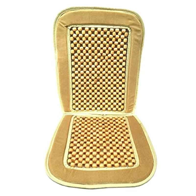 Kozdiko Wooden Bead Seat with Beige Velvet Border for Hyundai Elite i20 2018