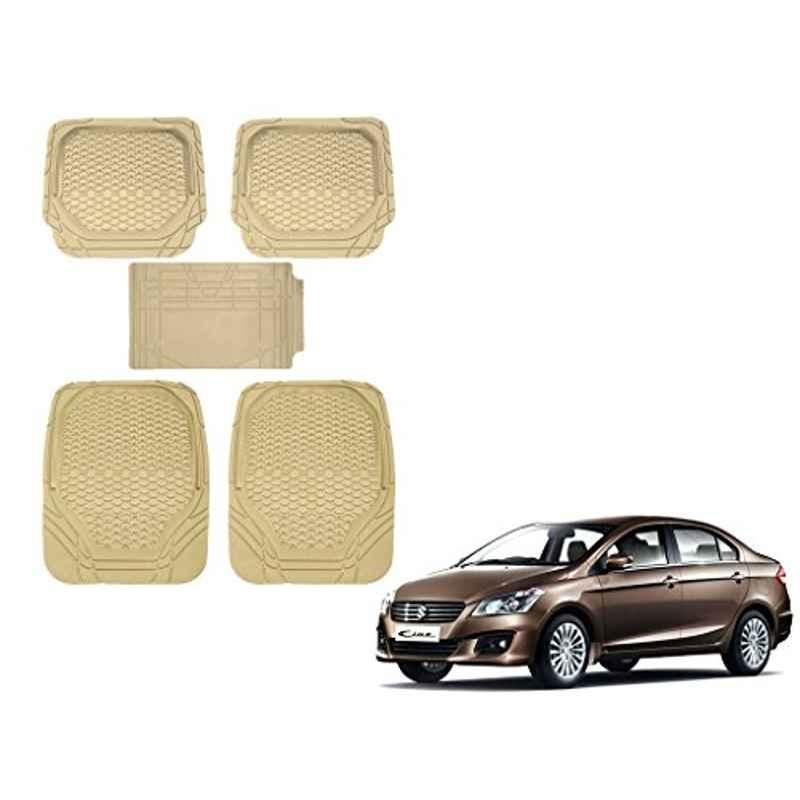 Kozdiko 5 Pcs 8855TW Beige Car Foot Mat Set for Maruti Ciaz, koz_43534
