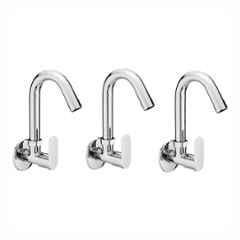 Fastgear Brass Chrome Finish Silver Sink Tap, FG2017 (Pack of 3)