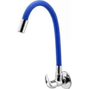 Gold Bell Kitchen & Bathroom Brass Wall Mount Blue & Silver Chrome Basin Tap