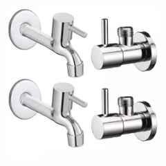 Fastgear Stainless Steel Silver Chrome Finish Bathroom Faucet Set, FG2135