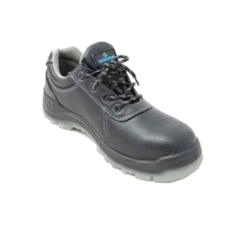 Techtion Titan Multipro Fully Composite S1P Low & Mid Ankle Safety Shoes with Split Leather Upper & PU/TPU Sole, Size: 41, Black