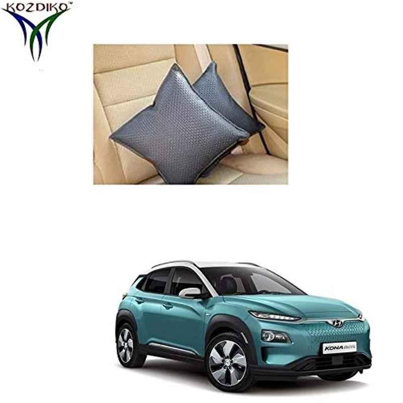 Kozdiko 2 Pcs Grey Car Seat Cushion Pillow Set for Hyundai Kona Electric