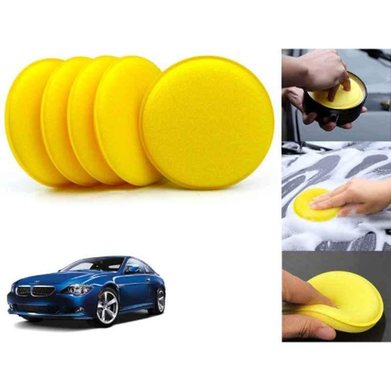 Auto Pearl Polyurethane Beige Washing & Waxing Polish Foam Sponge for 6Series (Pack of 5)