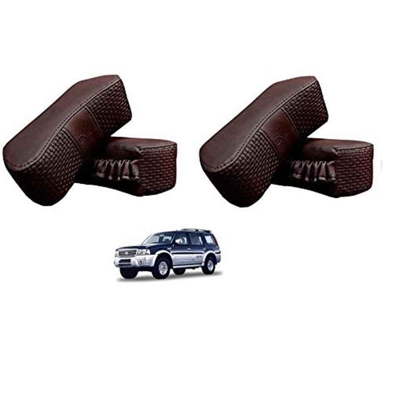 Kozdiko 4 Pcs CV Designer Cola Leatherite Neck Rest Car Cushion Pillow Set for Ford Endeavour