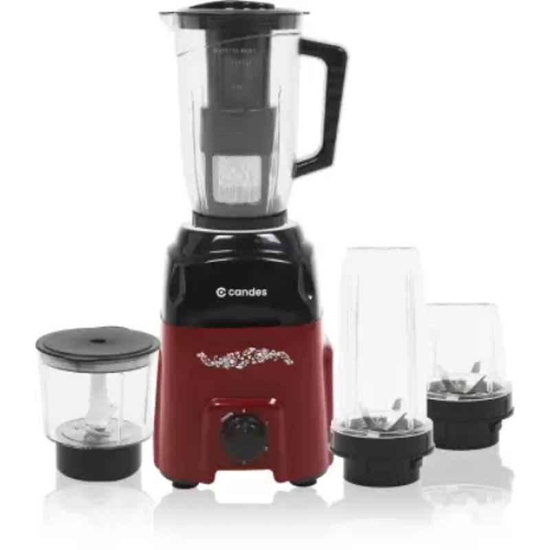 Candes Pearl 600W Polycarbonate Red & Black 4 Jar Mixer Grinder, 600PEARLMGBRW1CC