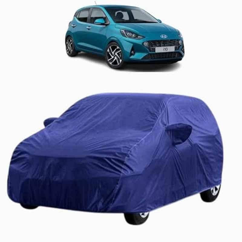 Aarex Auto Polyester Blue 100% Waterproof Car Body Cover with Mirror Pocket, Triple Stitched, Anti Dust, Heat Resistant & UV Proof for Hyundai i10