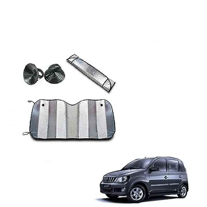 Kozdiko Aluminium Foil UV Protection Silver Windshield Sun Shade for Mahindra Quanto