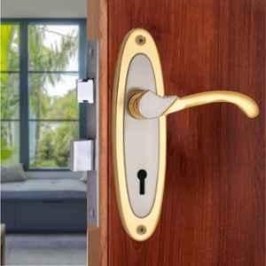 Onmax 7 inch Iron Silver & Gold Mortise Door Handle Lock Set, HML6+S709MSG