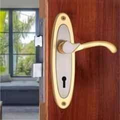 Onmax 7 inch Iron Silver & Gold Mortise Door Handle Lock Set, HML6+S709MSG