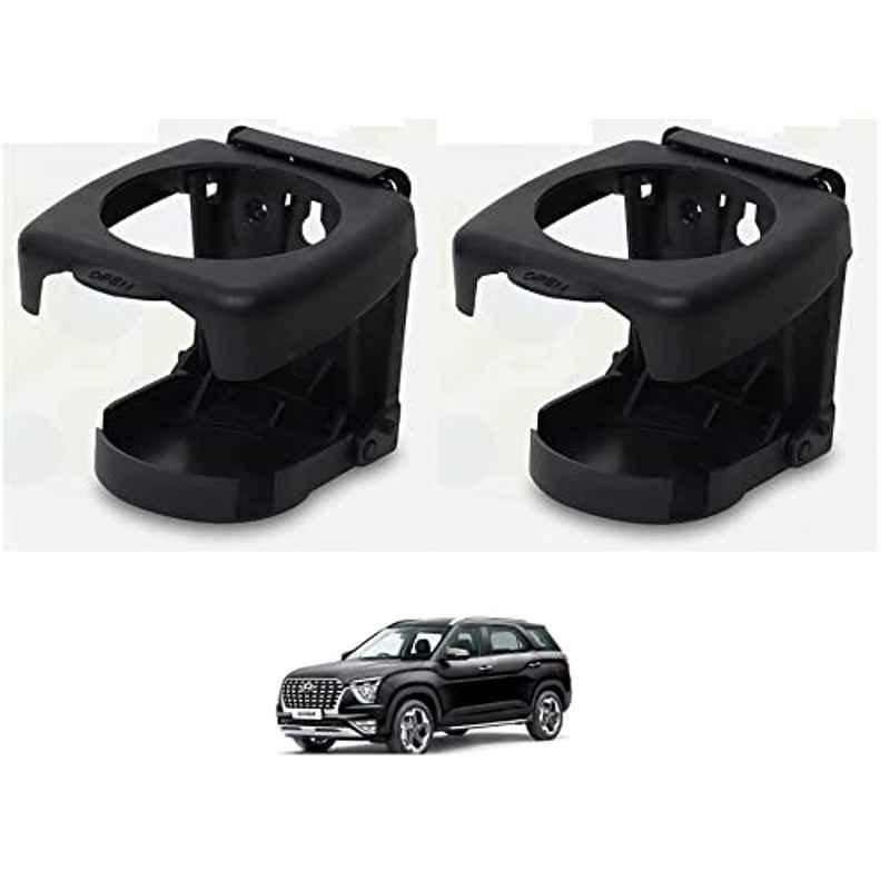 Kozdiko Plastic Black Foldable Drink & Bottle Holder for Hyundai Alcazar (Pack of 2)