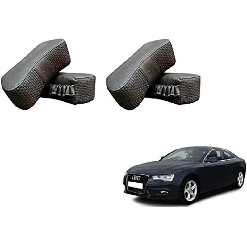 Kozdiko 4 Pcs CV Designer Grey Leatherite Neck Rest Car Cushion Pillow Set for Audi A5