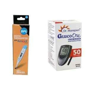 Dr Morepen BPL Accudigit DT-02 Digital Thermometer & Dr. Morepen BG 03 Gluco One 50 Pcs Test Strips Combo