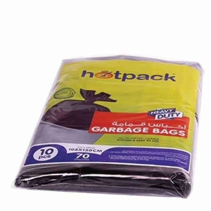 Hotpack Heavy Duty Garbage Bag, GH105130, 70 Gallon, XXL, 105x130cm, Black, 10 Pcs/Pack