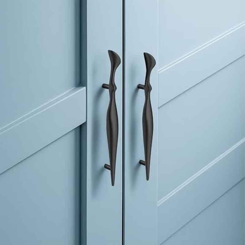 Plantex 96mm Zinc Black Matte Finish Pull Cabinet Handle for Home & Office, APS-DTC-9136-BLK-96MM-PK-2 (Pack of 2)