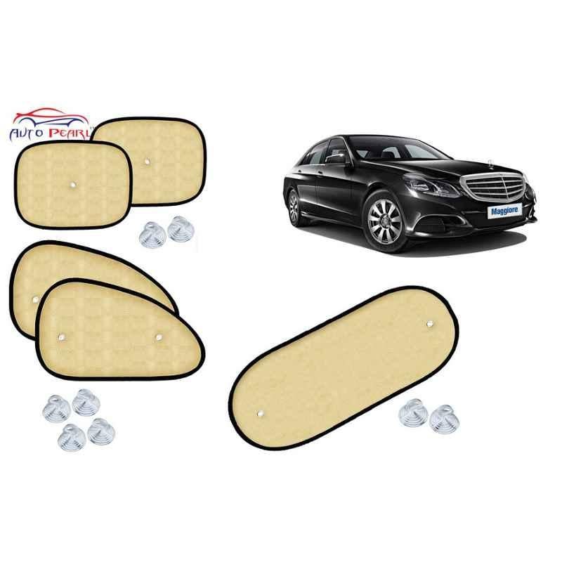 Auto Pearl 5 Pcs PVC & Mesh Beige Window & Rear Sun Shade Set for Mercedes Benz E200