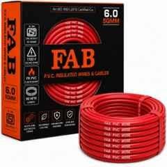 FAB 6 Sqmm FR PVC CCA Copper Red Multistrand Electrical Wire, Length: 90 m