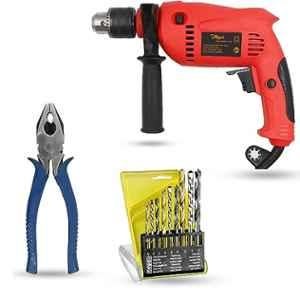 Hillgrove 700W 13mm Power Drill Machine with 9 Pcs Drill Bits & 8 inch Plier, HGCM1353