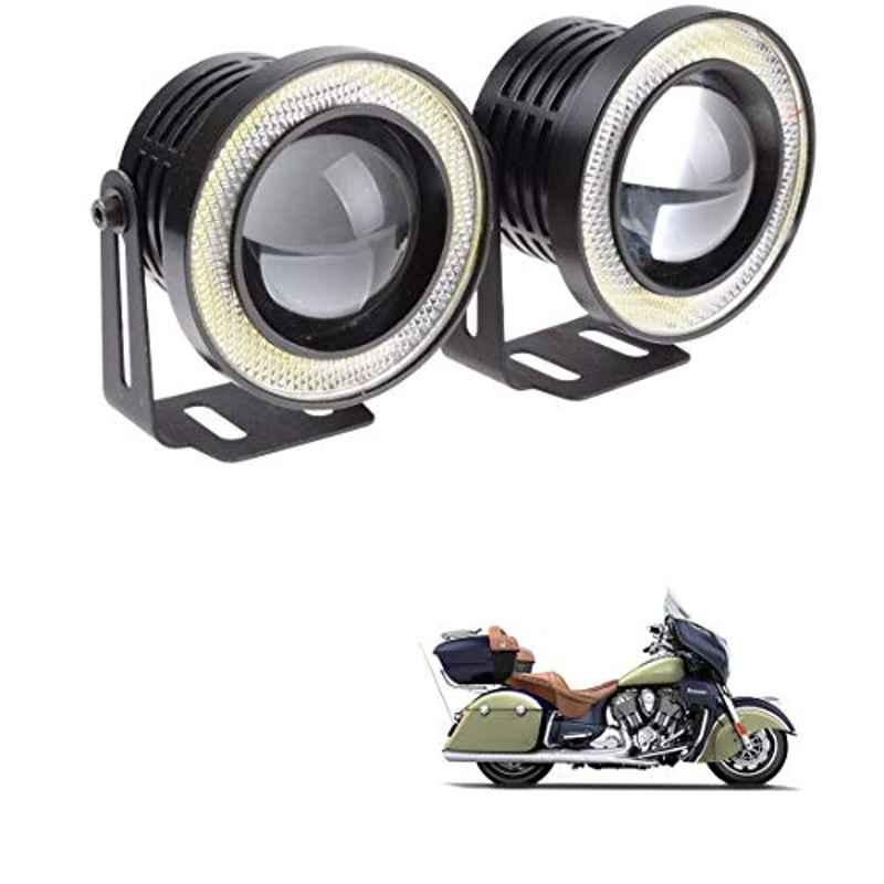 Kozdiko 2 Pcs 15W 3.5 inch High Power White LED Projector COB Fog Light Set with White Angel Eye Ring for Indian X Road Master, koz_88280