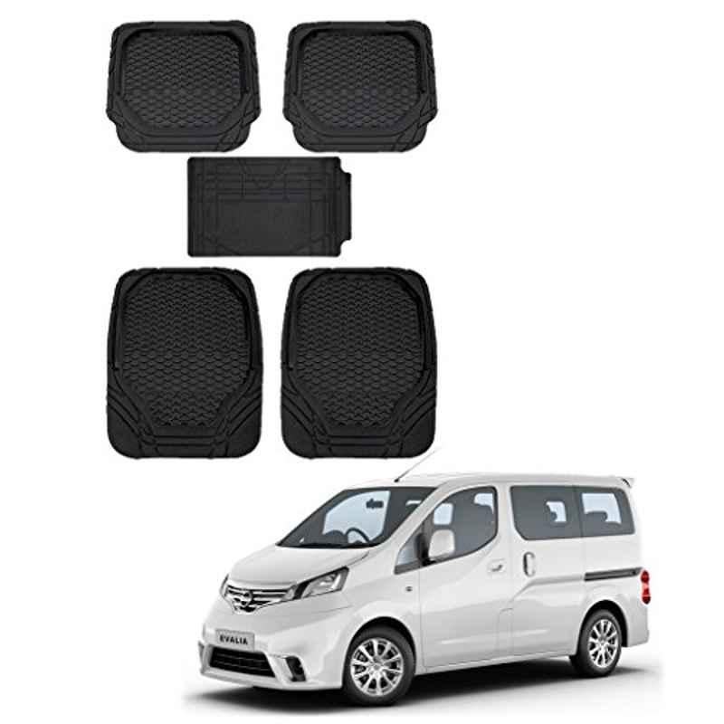 Kozdiko 8855TW 5 Pcs Rubber Black Rubber Car Mat Set for Nissan Evalia