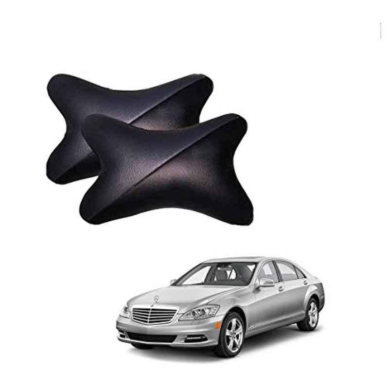 Kozdiko 2 Pcs Memory Foam Grey & Black Car Neck Rest Cushion Pillow Set for Mercedes Benz S-Class