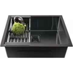 Fossa FS-05 24x18x10 inch Stainless Steel Matt Finish Black Single Bowl Handmade Kitchen Sink, FS-04B