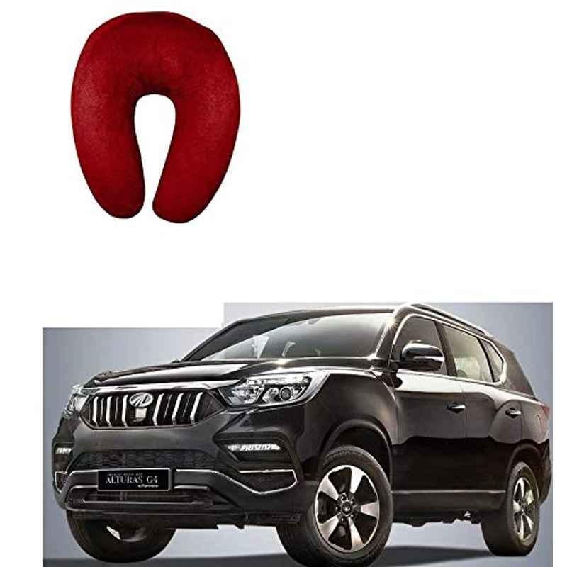 Kozdiko Velvet Red U-Shape Travel Neck Rest Cushion Pillow for Mahindra Alturas G4, Koz-50777