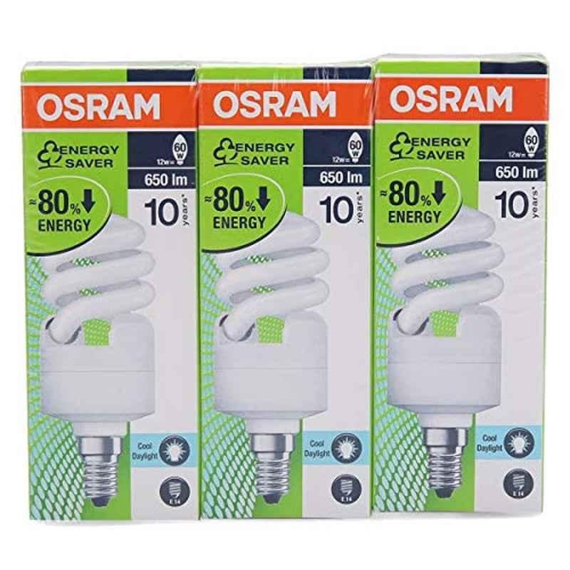 Osram 12W 660lm E27 White Mini Twist Energy Saver Bulb (Pack of 3)