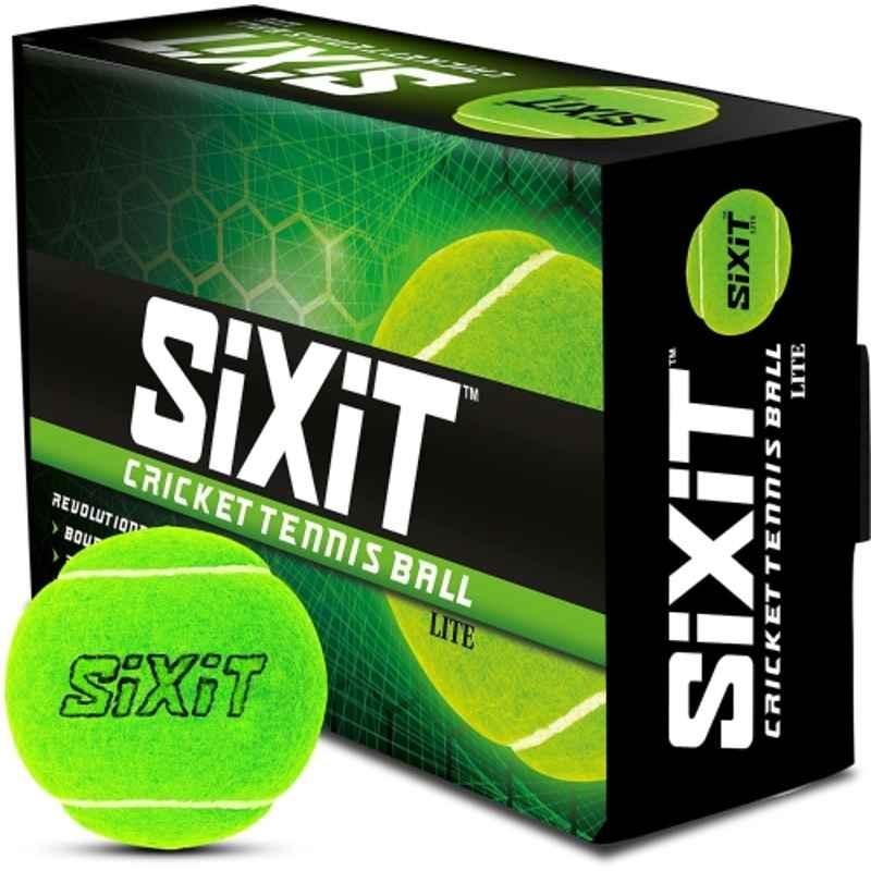Sixit Lite Green Standard Play Cricket Tennis Ball for Practice & Casual (Pack of 6)