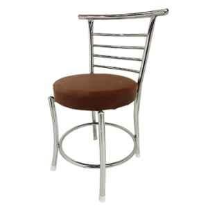 RW Rest Well RW-158 Leatherette Brown Ergonomic Dining Chair with Steel Chrome Finish