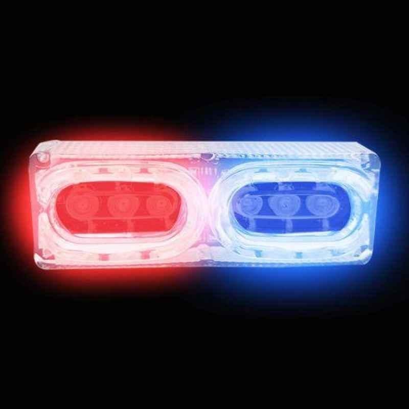 A4S 2 Pcs Red & Blue LED Flash Strobe Emergency Warning Police & Car Bike Light Set, ASTLO46