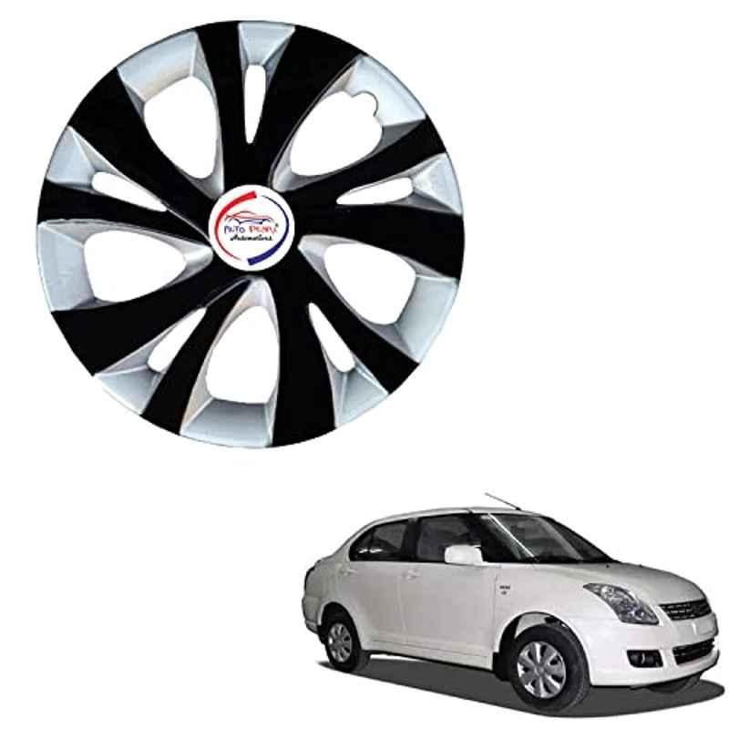 Auto Pearl 4 Pcs 14 inch ABS Black & Silver ER29 Hubcap Wheel Cover Set with Retention Ring for Maruti Suzuki Dzire Type 1