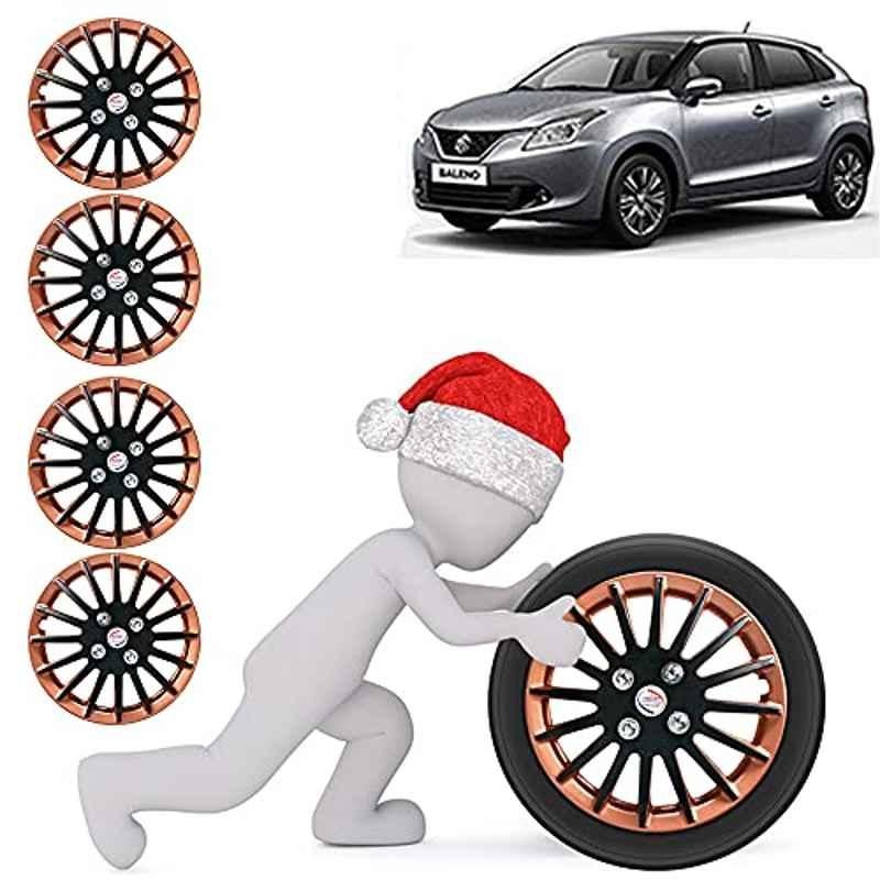 Auto Pearl 4 Pcs 15 inch ABS Copper & Black Press Fitting Wheel Cover Set for Maruti Suzuki Baleno 2015