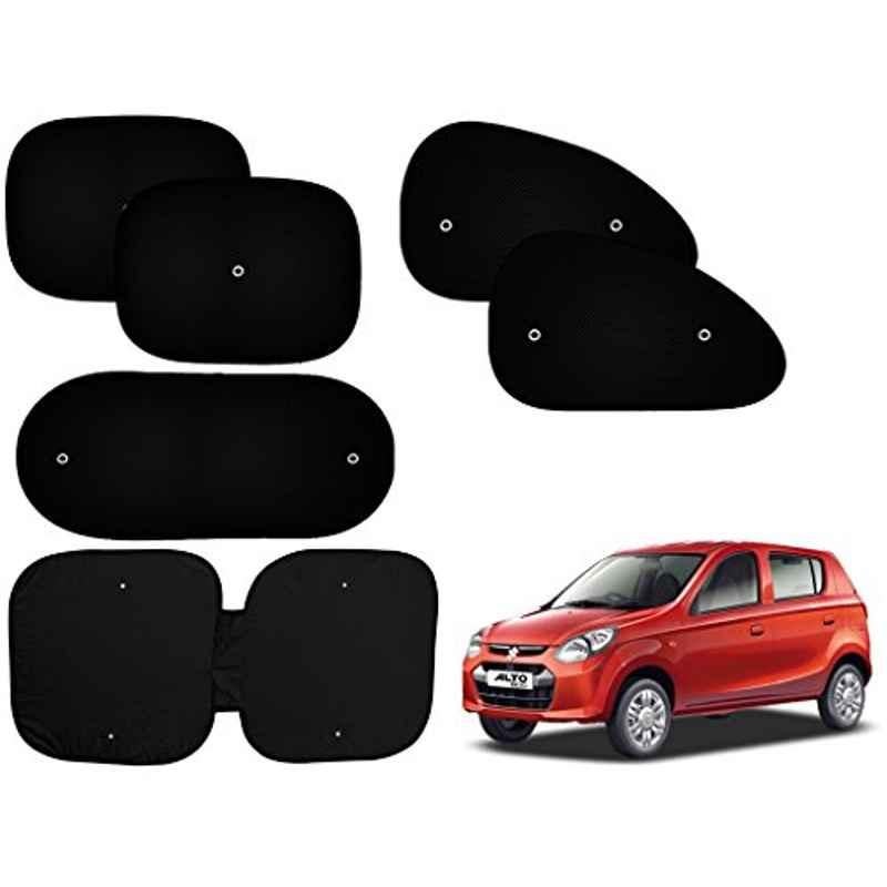 Auto Pearl 6 Pcs PVC & Mesh Black Window, Front & Rear Sun Shade Set for Maruti Suzuki Alto 800, Front_Chipku_6Pcs_Alto800