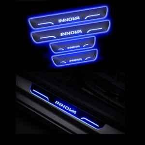 SureStrive 4 Pcs Acrylic Car Side Footstep Set with Blue LED Door Sill Scuff Plate for Toyota Innova Type-2 Model