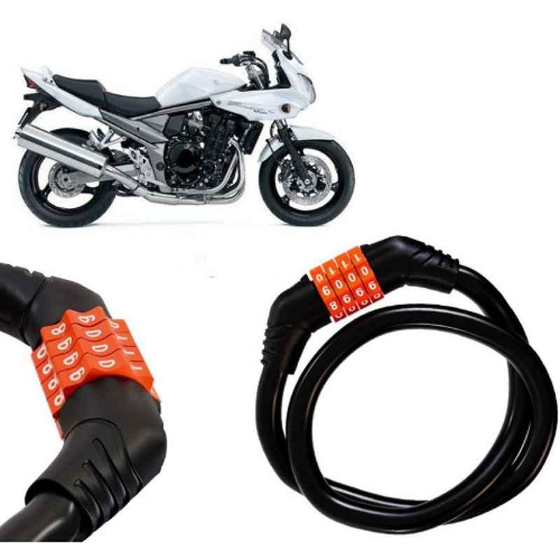 Auto Pearl Black & Orange 4 Digit Anti-Theft Combination Number Lock for Bandit