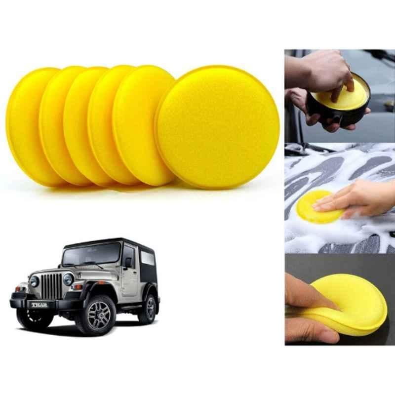Auto Pearl Polyurethane Beige Washing & Waxing Polish Foam Sponge for Thar 2010-2019 (Pack of 6)