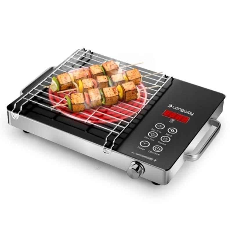 Longway Infralite Pro ICT 2200W Black Infrared Cooktop with Free Stainless Steel Grill, Auto Shut Off & Overheat Protection