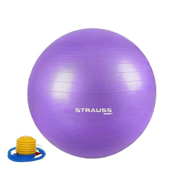 Strauss 55cm Purple PVC Anti Burst Gym Ball with Foot Pump, ST-1472