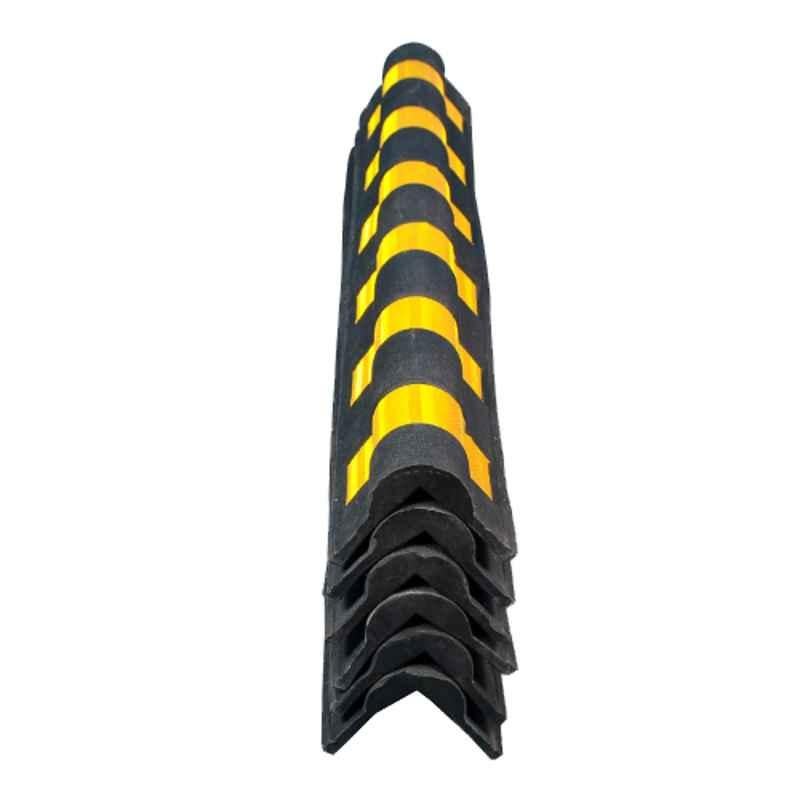 Ladwa 1000mm Rubber Corner Bounce Shaped High Visibility Parking Safety Pillar Guard with Yellow Reflective Tapes, LPGB1000-P6 (Pack of 6)