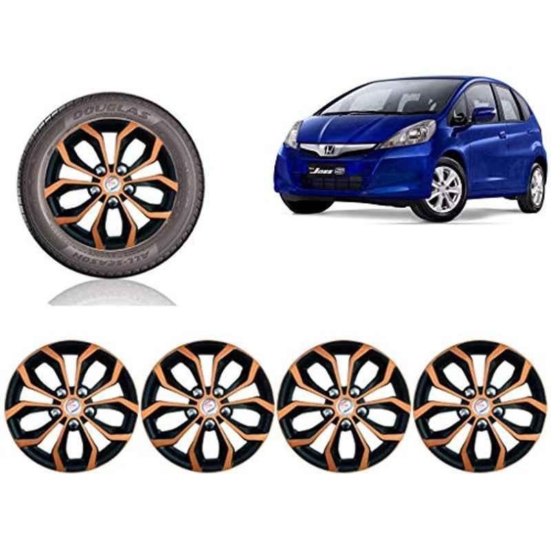 Auto Pearl 4 Pcs 14 inch ABS Copper & Black Car Wheel Cover Set for Honda Jazz E