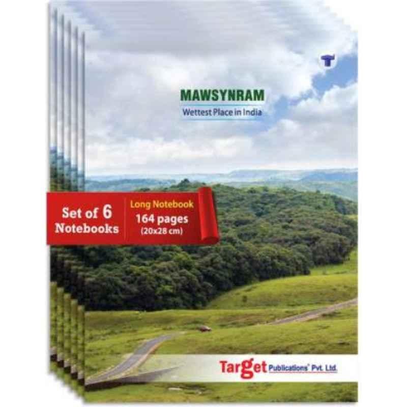 Target Publications India Mawsynram Regular 164 Pages Multicolour Ruled Long Notebook (Pack of 6)