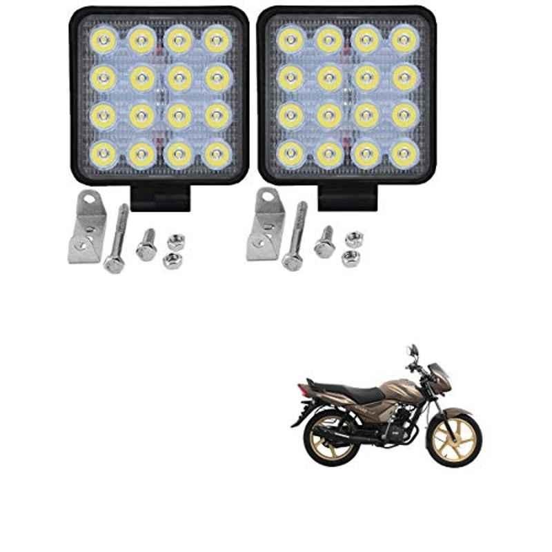 Kozdiko 2 Pcs 48W 16 LED Square Bright Beam White Fog Light Set for TVS Star City Plus, koz_93012
