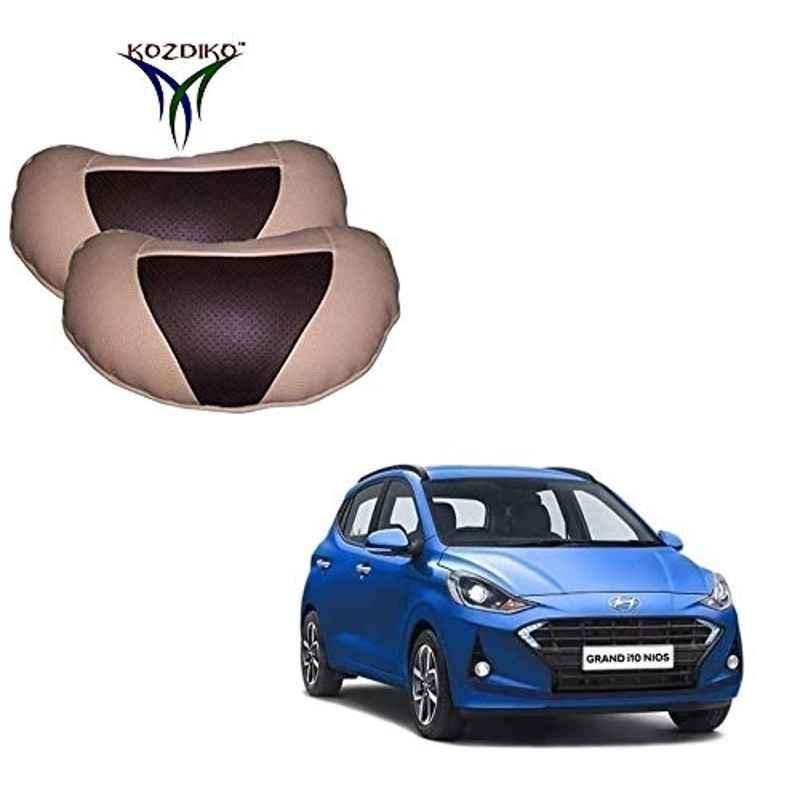 Kozdiko 2 Pcs Brown & Beige Neck Rest Set for Hyundai Grand i10 Nios, koz_36906