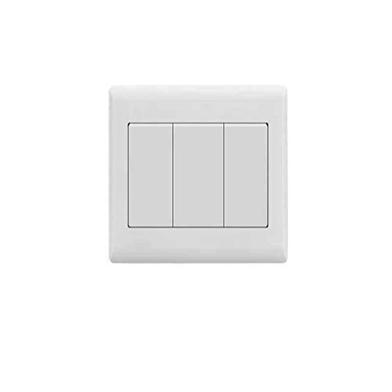 Vmax Ivory White 3 Gang 2 Way Switch Socket