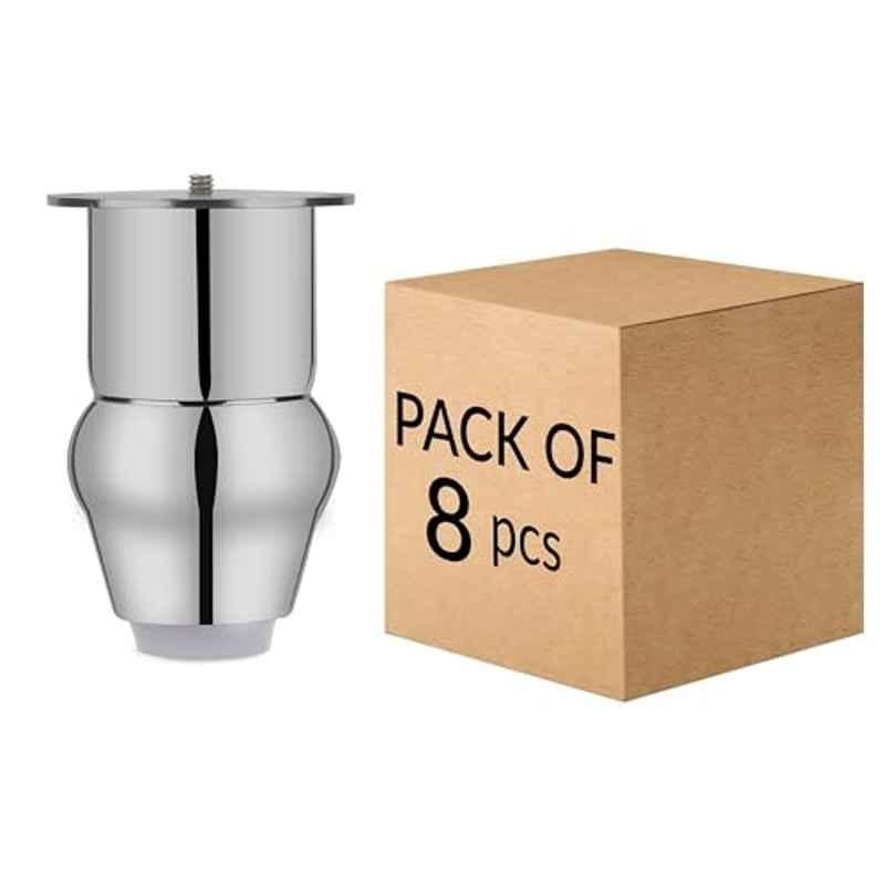 Plantex 4 inch Stainless Steel Silver Chrome Finish Sofa Legs with Rubber Grip (Pack of 8)